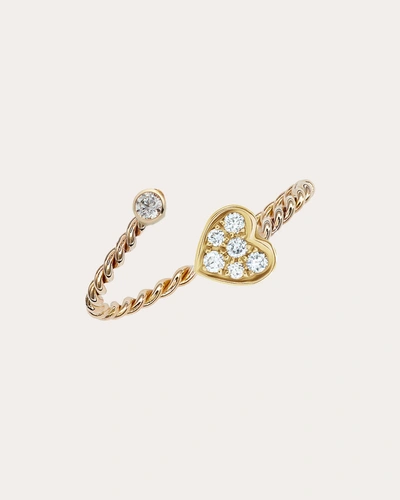 Poppy Finch Women's Diamond Open Twist Heart Ring In Gold
