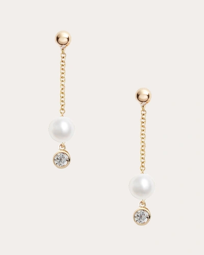 Poppy Finch Women's Diamond & Pearl Linear Drop Earrings In White