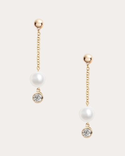 Poppy Finch Women's 14k Gold Pearl And Diamond Earrings In White