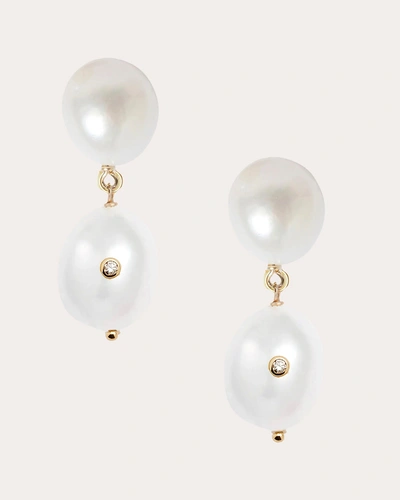 Poppy Finch Women's Diamond & Pearl Duo Oval Drop Earrings In White