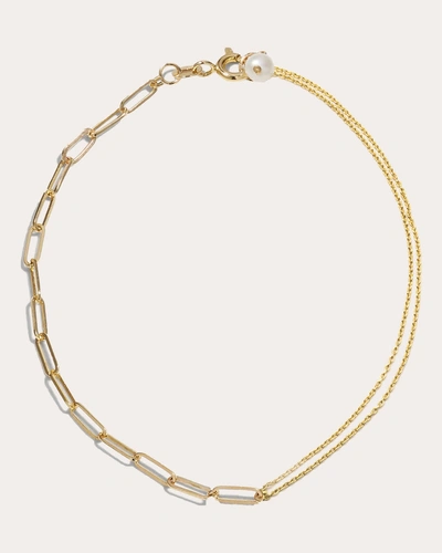 Poppy Finch Women's Petite Link Skinny Double-chain Bracelet In Gold
