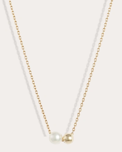 Poppy Finch Women's Baby Pearl & Gold Ball Duo Pendant Necklace