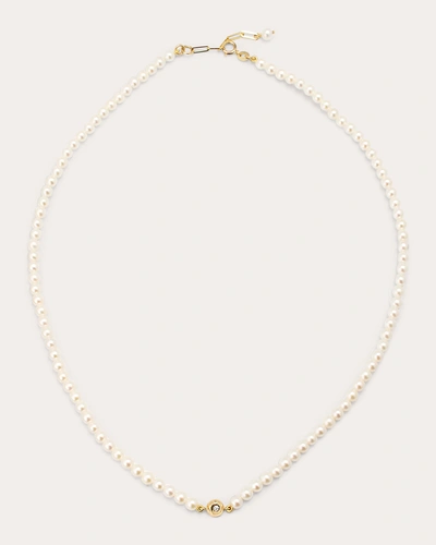 Poppy Finch Women's Diamond & Baby Pearl Pendant Necklace In White
