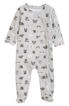 Nordstrom Babies' Print Cotton Footie In Grey Micro Dogs