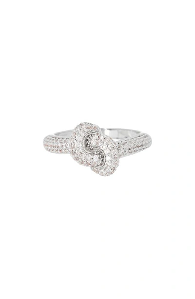 Nordstrom Rack Pavé Cubic Zirconia Knot Ring In Clear- Silver