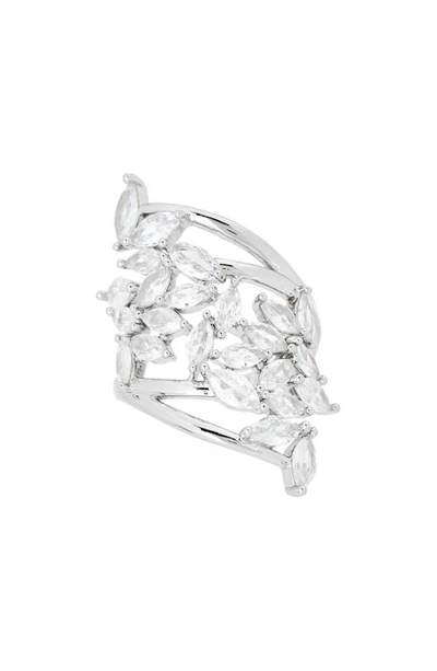 Nordstrom Rack Cubic Zirconia Leaf Ring In Clear- Silver
