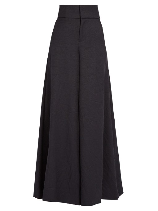 Marni High-rise Wide-leg Twill Trousers In Navy | ModeSens