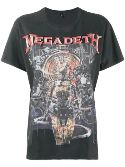 R13 Megadeth Distressed Printed Cotton-jersey T-shirt In Black