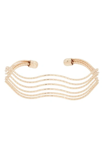 Nordstrom Rack Stacked Wavy Textured Cuff Bracelet In Gold