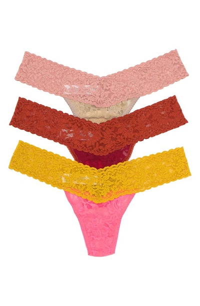 Hanky Panky Low Rise Lace Thong In Fbor/rpuotaup/robe Tpun/topy