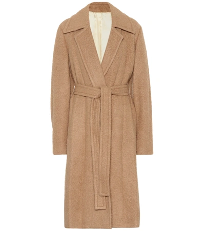 Helmut Lang Felted Alpaca And Wool-blend Wrap Coat In Camel