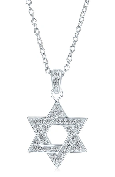 Bling Jewelry Star Of David Cz Necklace In Clear