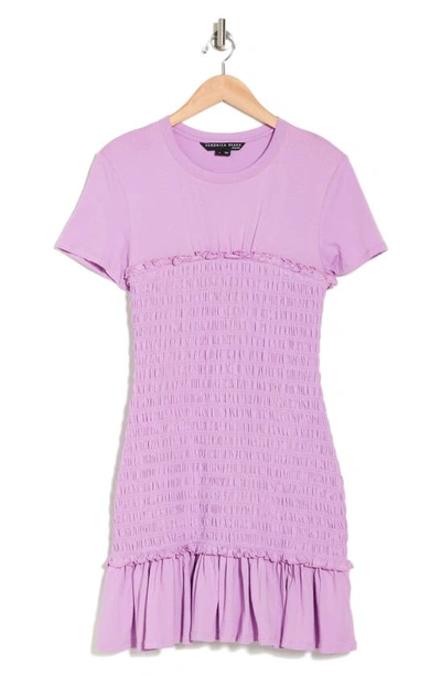 Veronica Beard Tomlin Short Sleeve Smocked T-shirt Dress In Violet