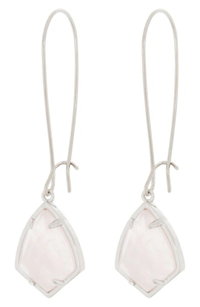 Kendra Scott Carrine Earrings In Rose Quartz/ Silver