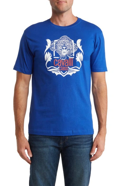 Roberto Cavalli Short Sleeve Graphic T-shirt In Blue