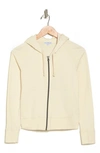 James Perse French Terry Crop Zip Hoodie In Alabaster