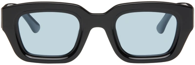 Bonnie Clyde Black Karate Sunglasses In Black/blue
