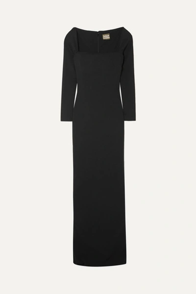 Solace London Lolita Bateau-neck Long-sleeve Column Evening Gown In Black