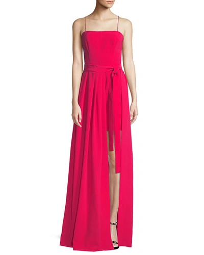 Cinq À Sept Gianni Draped Sleeveless Crepe Gown In Red