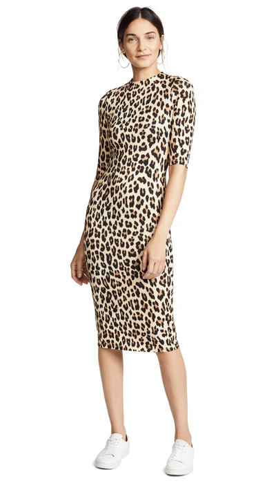 Alice And Olivia Delora Fitted Leopard Mock-neck Dress