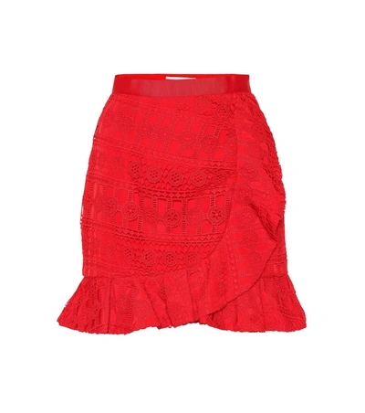 Self-portrait Guipure Lace Miniskirt In Red
