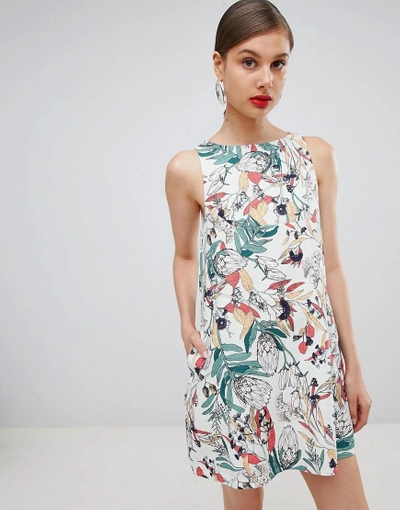 Ryder Luna Leaf Print Dress - White