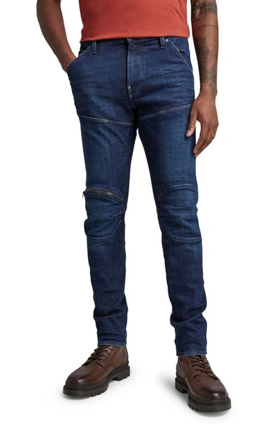 G-star 5620 3d Zip Knee Skinny Jeans In Worn In Ultramarine