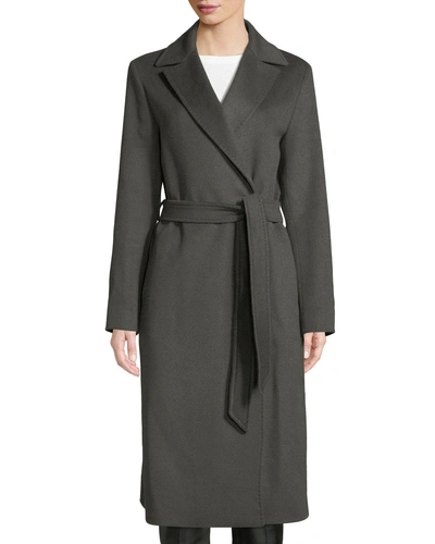 Cinzia Rocca Single-breasted Belted Wool Wrap Coat In Olive