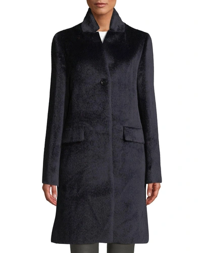 Cinzia Rocca Alpaca-blend Flap-pocket Coat In Blue