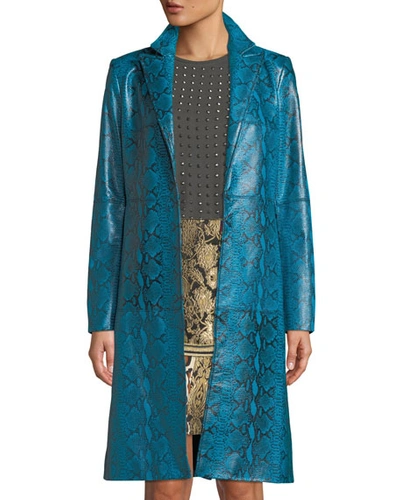 Alice And Olivia Logan Leather Oversized-collar Coat In Blue/black
