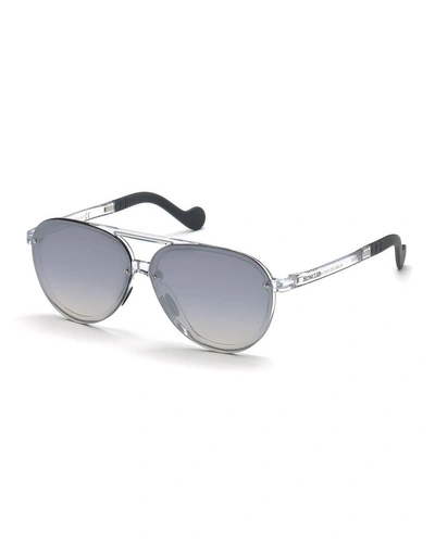 Moncler Aviator Mirrored Overlay-lens Sunglasses In White Pattern