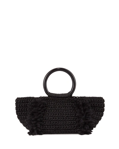 Carolina Santo Domingo Corallina Wool Ring-handle Tote Bag In Black