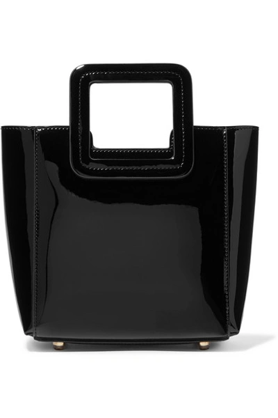 Staud Shirley Mini Patent Vinyl Tote Bag In Black