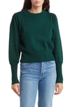 French Connection Babysoft Balloon Sleeve Crop Sweater In Byron Green