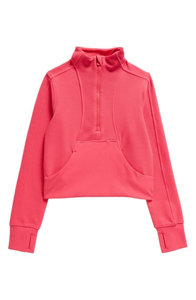 Zella Girl Kids' Ottoman Half-zip Pullover In Pink Bright