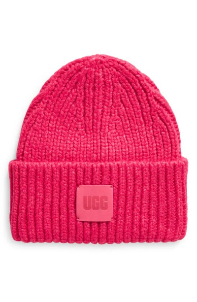 Ugg Chunky Ribbed Beanie In Cerise