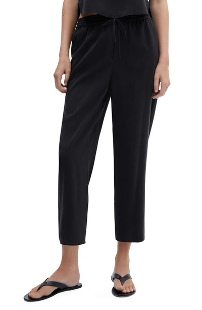 Mango Straight Leg Modal Blend Crop Pants In Black