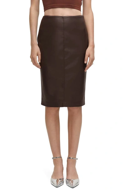 Mango Faux Leather Pencil Skirt In Wine
