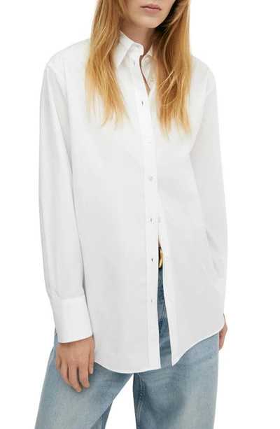 Mango Oversize Cotton Button-up Shirt In Off White