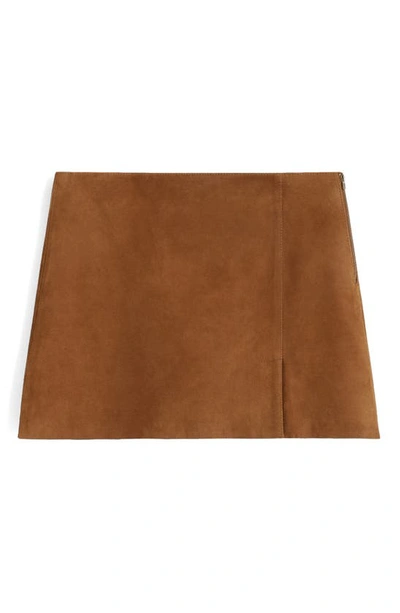 Mango Suede Miniskirt In Medium Brown