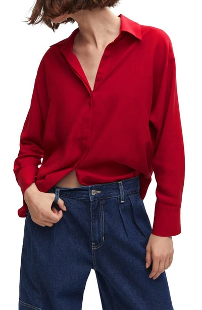 Mango Fluid Button-up Shirt In Red
