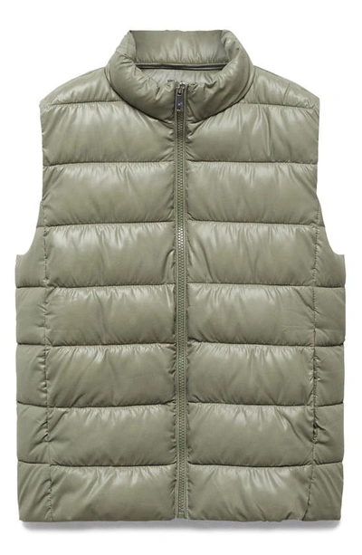 Mango Ultralight Quilted Puffer Vest In Khaki