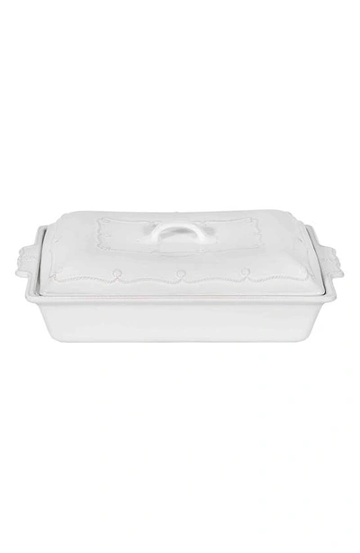 Juliska Berry & Thread 13-inch Rectangular Ceramic Baking Dish With Lid In Whitewash