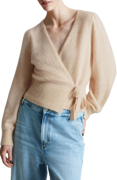 & Other Stories Merino Wool & Mohair Blend Wrap Cardigan In Mole Dusty Light
