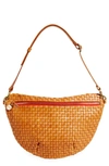 Clare V Grande Woven Leather Convertible Belt Bag In Natural Woven Checker