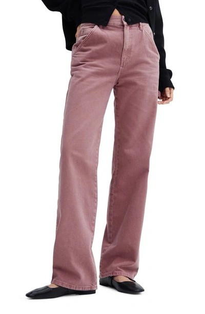 Mango Straight Leg Carpenter Jeans In Light/ Pastel Purple