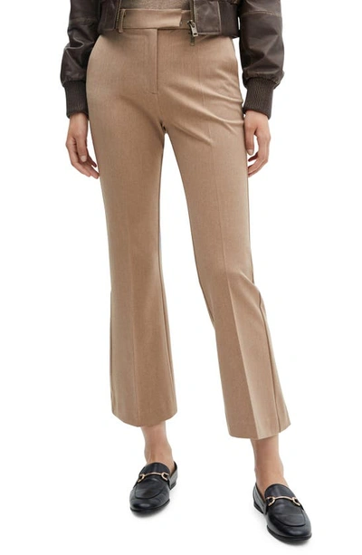 Mango Flare Leg Ankle Pants In Medium Brown