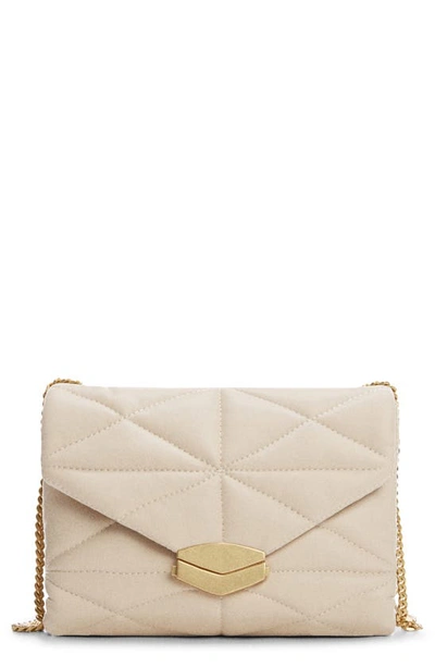 Mango Quilted Faux Suede Convertible Shoulder Bag In Beige