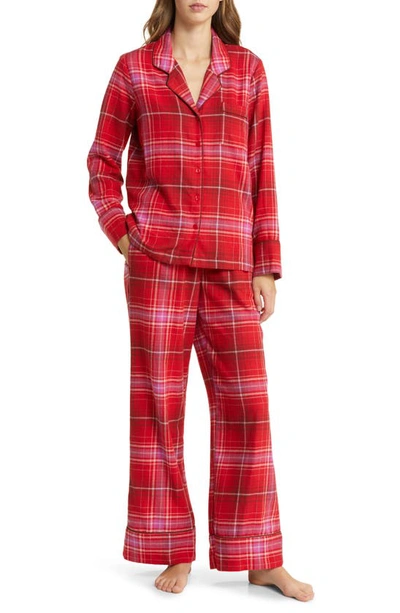 Nordstrom Cozy Chic Print Flannel Pajamas In Red Barbados Noel Plaid