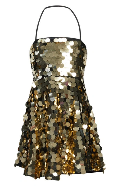 Bardot Kids' Paillette Halter Neck Party Dress In Goldfoil